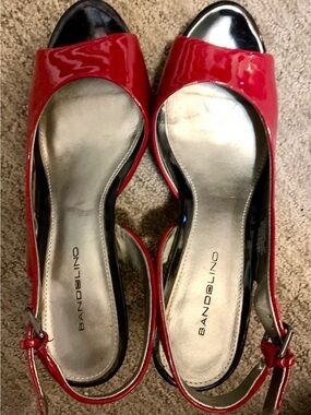 Bandolino Red Patent Slingback Peep-Toe Heels Size 7M